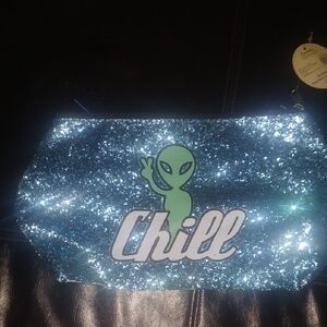 Sparkly Blue Alien 'Chill' Pouch